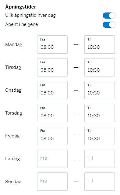 Opening hours